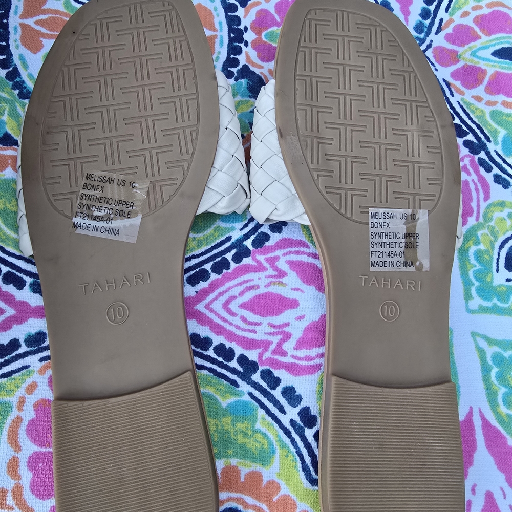 Tahari Cream Braided Slide Sandals for Women - Picture 6 of 8